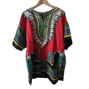 Ashley Taylor Dashiki Dress OS 100% Cotton African Print Kaftan Tunic